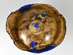 Handmade Black Locust Burl Urn: Lapis Lazuli lid, Blue Minerals & Gold Inlay (215 c.i.)