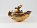Small Handmade Black Locust Burl wood urn, Calcite inlay, butterfly lid (40 c.i.)
