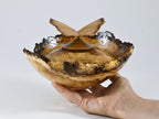 Small Handmade Black Locust Burl wood urn, Calcite inlay, butterfly lid (40 c.i.)