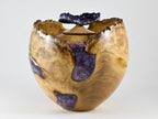 Handmade Black Locust Burl Wood Companion Urn, Purple Mineral Inlay, Amethyst Lid (400 c.i.)