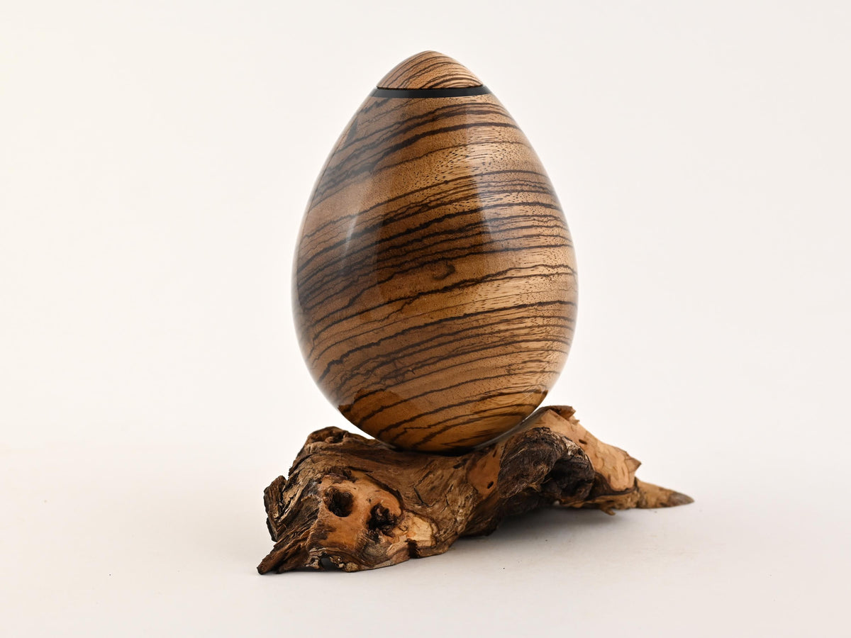 Small Handmade Zebra Wood Urn, Mangrove root (70 c.i.)