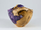 Small Handmade Black Locust Burl Wood Urn, Purple Mineral Inlay, Amethyst Lid (75 c.i.)