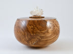 Handmade Ash Wood Urn, Calcite inlay, Calcite cluster lid (165 c.i)