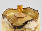 Handmade Black Locust Burl Wood Urn, Amber Inlay & Lid (210 c.i.)