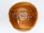 Handmade Yew wood urn, Calcite mineral inlay, Barite lid (230 c.i.)