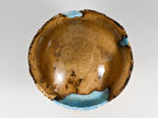 Handmade Black Locust Burl Wood Urn, light blue mineral and gold inlay (90 c.i.)