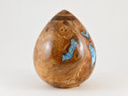 Handmade Siccamore Wood Urn, Light Blue Mineral Inlay (200 c.i.)
