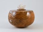 Handmade Ash Wood Urn, Calcite inlay, Calcite cluster lid (165 c.i)