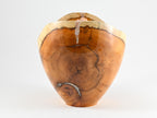 Handmade Yew wood urn, Calcite mineral inlay, Barite lid (230 c.i.)