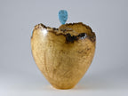 Handmade Black Locust Burl Urn: Larimar lid, mineral Inlay (215 c.i.)