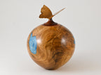 Handmade wooden urn made of Cherry burl with a butterfly (175 c.i.)