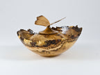 Small Handmade Black Locust Burl wood urn, Calcite inlay, butterfly lid (40 c.i.)