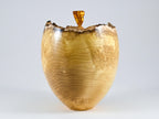 Handmade Black Locust Burl Wood Urn, Amber Inlay & Lid (210 c.i.)
