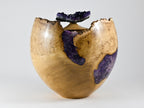 Handmade Black Locust Burl Wood Companion Urn, Purple Mineral Inlay, Amethyst Lid (400 c.i.)