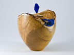 Handmade Black Locust Burl Urn: Lapis Lazuli lid, Blue Minerals & Gold Inlay (140 c.i.)