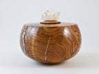 Handmade Ash Wood Urn, Calcite inlay, Calcite cluster lid (165 c.i)