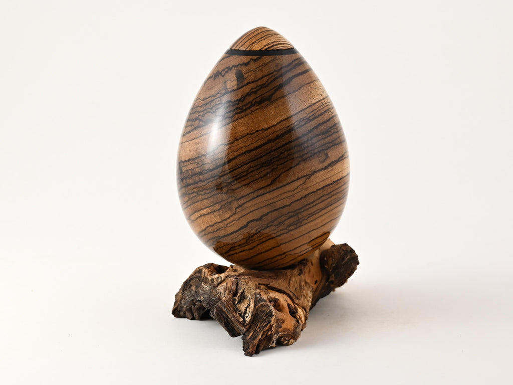 Small Handmade Zebra Wood Urn, Mangrove root (70 c.i.)
