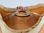 Handmade Yew wood urn, Calcite mineral inlay, Barite lid (230 c.i.)