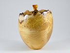 Handmade Black Locust Burl Wood Urn, Amber Inlay & Lid (210 c.i.)