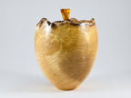 Handmade Black Locust Burl Wood Urn, Amber Inlay & Lid (210 c.i.)
