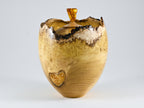 Handmade Black Locust Burl Wood Urn, Amber Inlay & Lid (210 c.i.)
