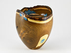 Handmade Laburnum Cremation Urn, Blue Mineral Inlay (270 c.i.)
