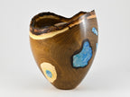 Handmade Laburnum Cremation Urn, Blue Mineral Inlay (270 c.i.)