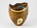 Handmade Laburnum Cremation Urn, Blue Mineral Inlay (270 c.i.)