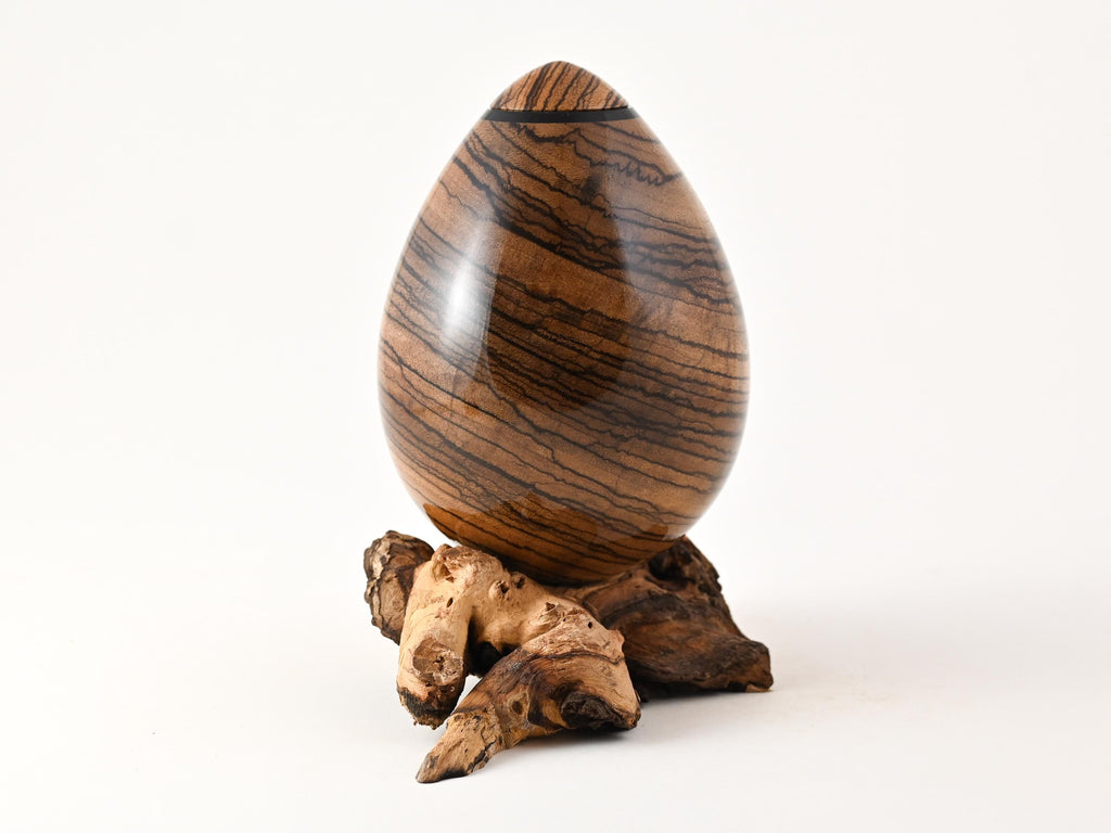 Handmade Zebra Wood Urn, Mangrove root (70 c.i.)