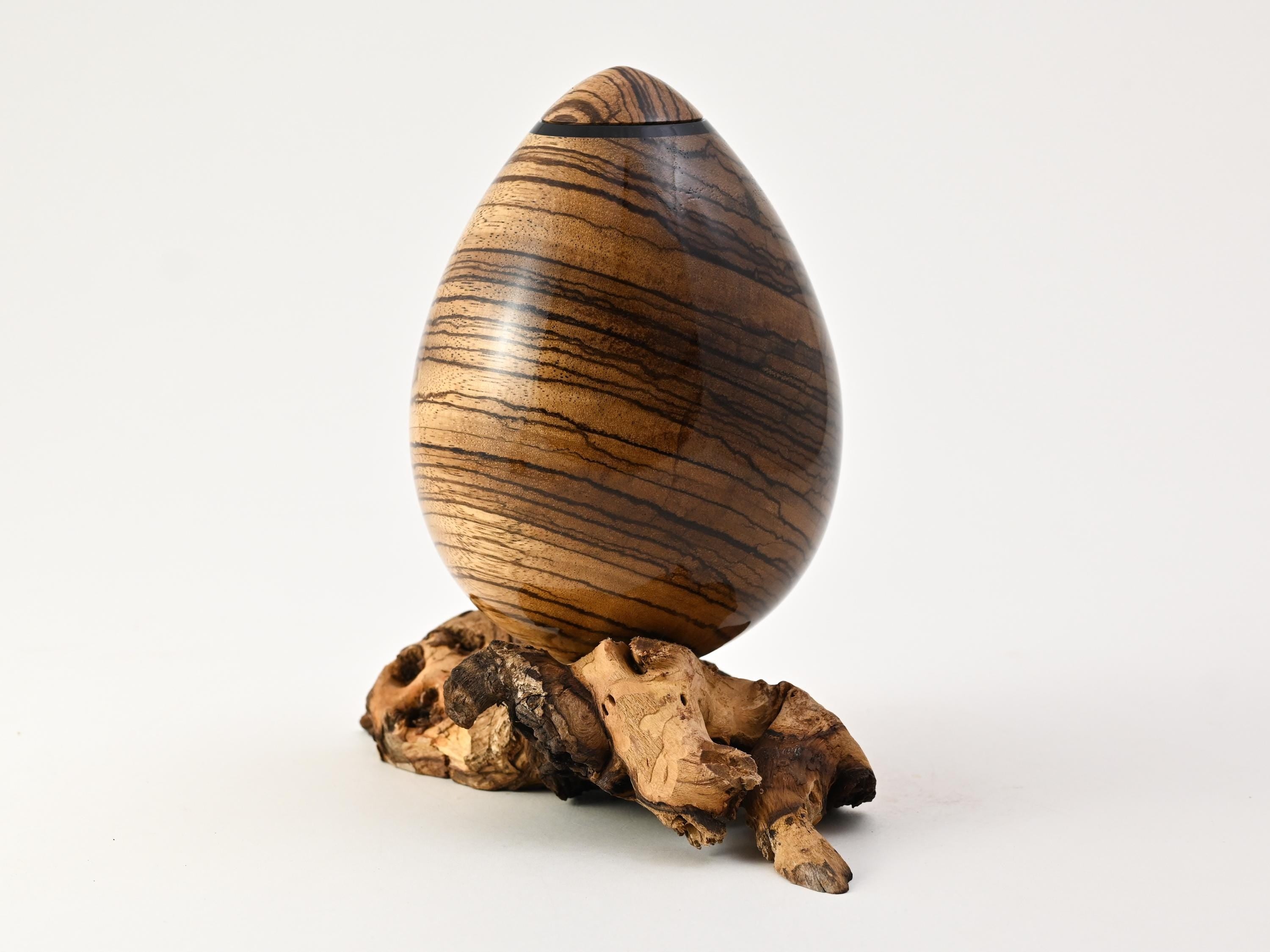 Handmade Zebra Wood Urn, Mangrove root (70 c.i.)