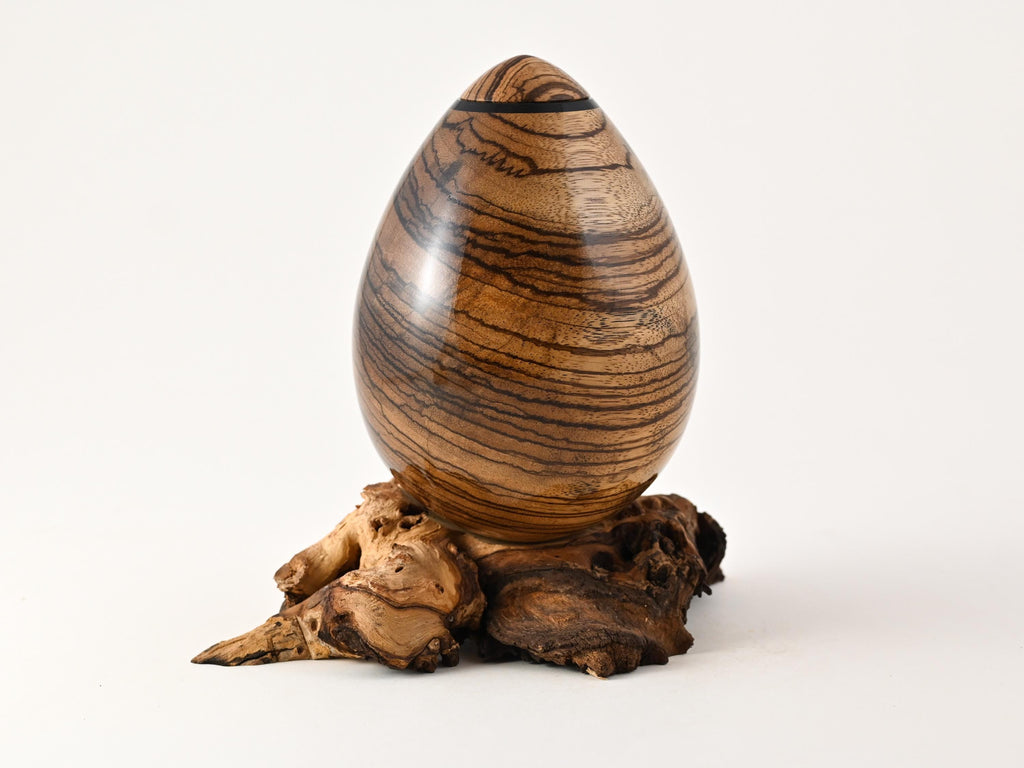 Handmade Zebra Wood Urn, Mangrove root (70 c.i.)