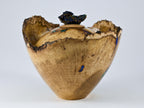 Handmade Black Locust Burl Urn: Mineral Inlay, Azurite Malachite Lid