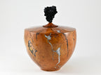 Handmade Briar Burl Wood Urn, Mineral Inlay, Scolesite Lid (230 c.i.)
