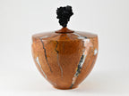 Handmade Briar Burl Wood Urn, Mineral Inlay, Scolesite Lid (230 c.i.)