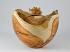 Handmade Yew Wood Urn, Rhinestone cluster lid (230 c.i.)