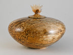 Handmade Spalted Birch Wood Urn, Calcite cluster Lid (140c.i.)