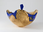 Handmade Black Locust Burl Urn: Lapis Lazuli lid, Blue Minerals & Gold Inlay (150 c.i.)