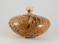Handmade Spalted Birch Wood Urn, Calcite cluster Lid (140c.i.)