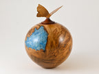 Handmade wooden urn made of Cherry burl with a butterfly (175 c.i.)